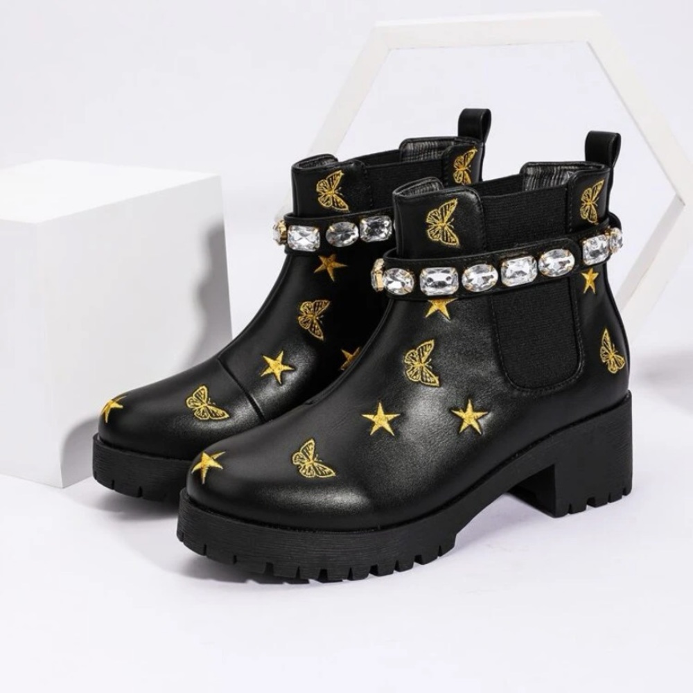 shein jeweled chelsea boot
